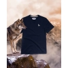 T-shirt męski Basic z wilkiem szarym - granatowy